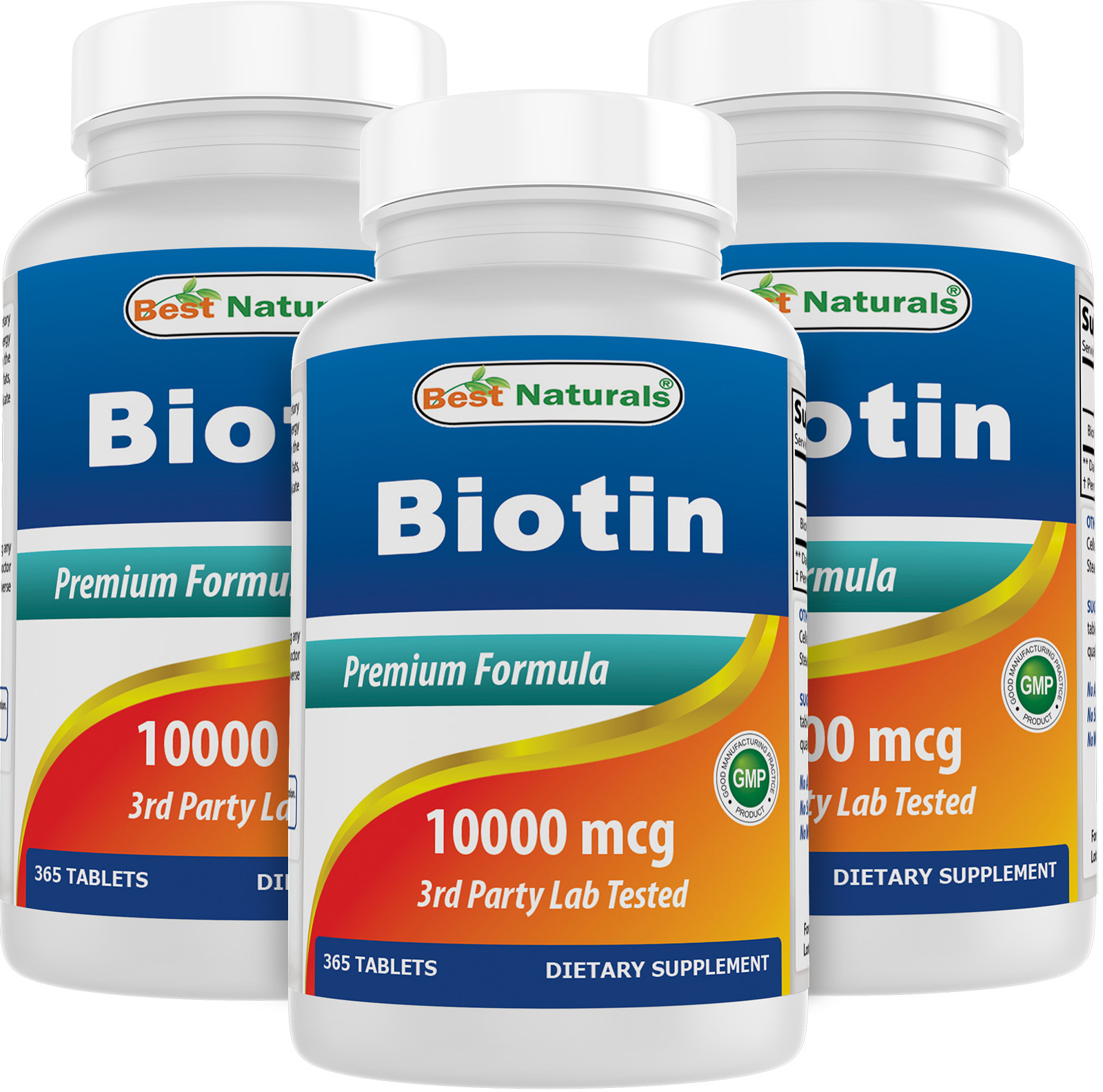 3 Pack Best Naturals Biotin 10,000 mcg (10mg) 365 Tablets