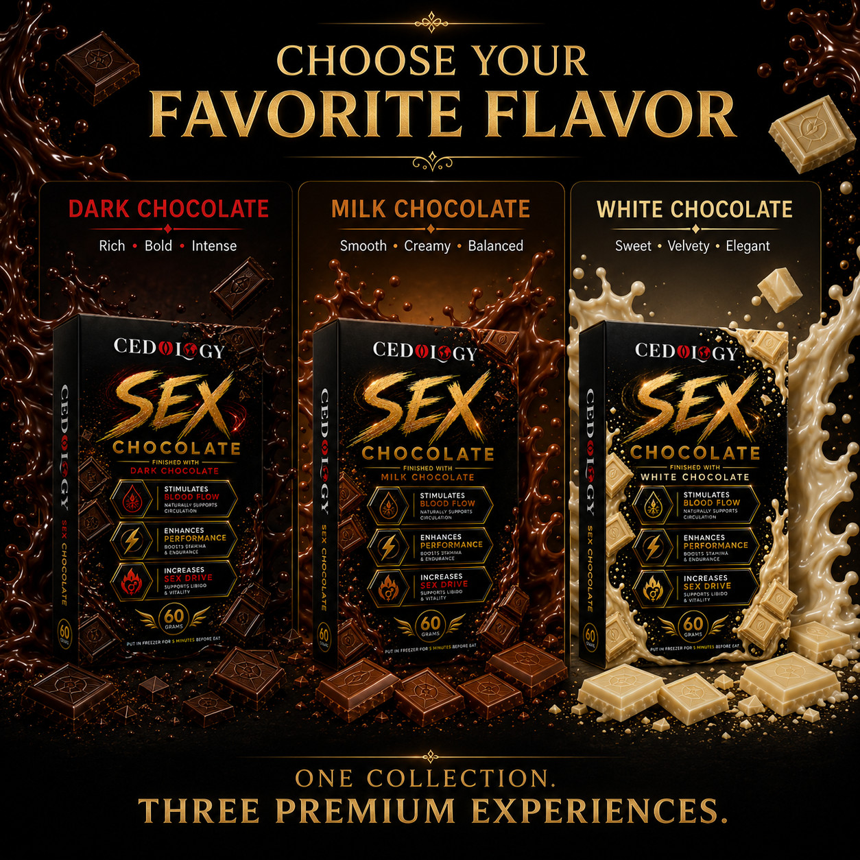 Cedulogy Wellness Chocolate Combo Dark, Milk & White Chocolate 60g