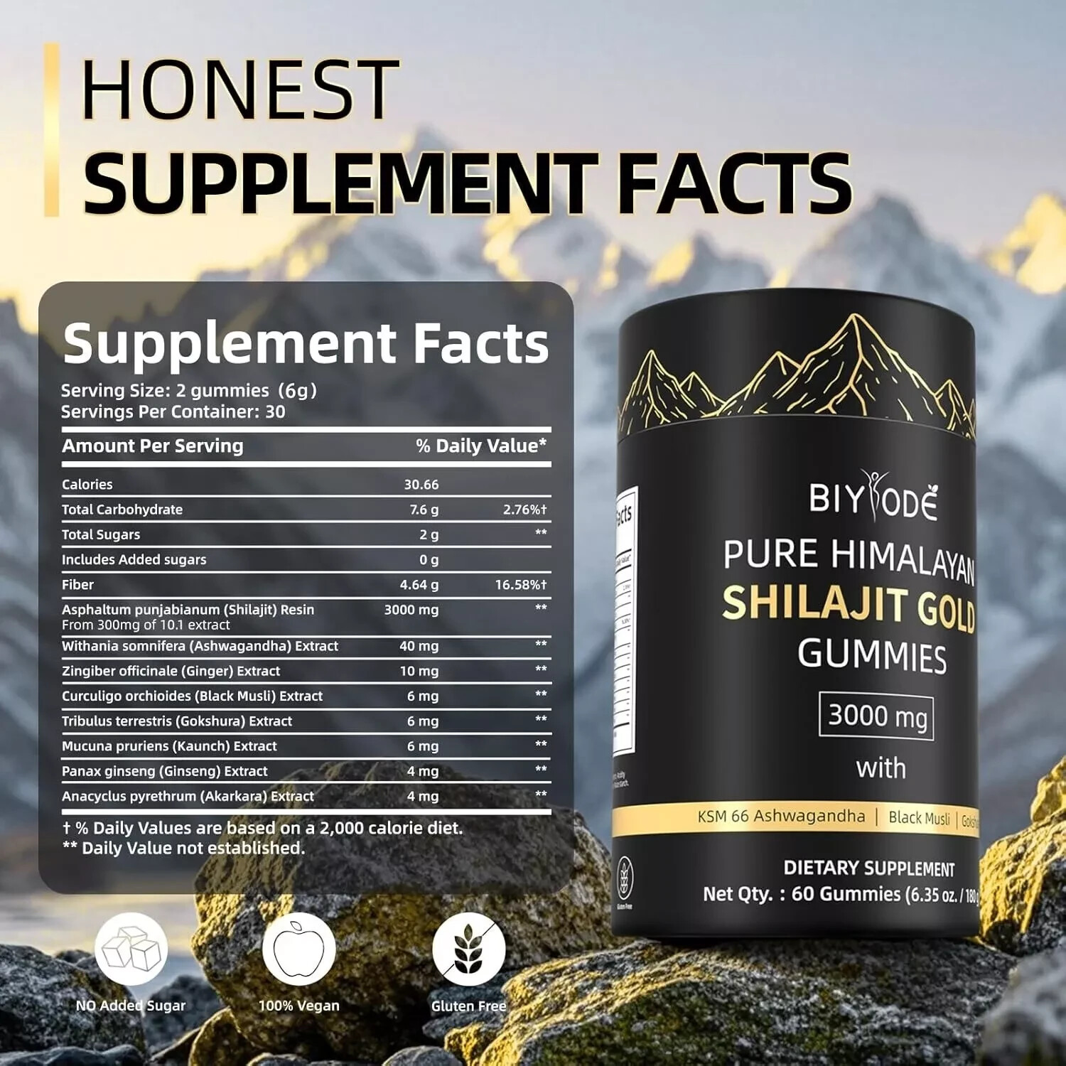 Himalayan Shilajit GOLD Gummies, Organic, Extremely strong 3000 mg, Fulvic Acid