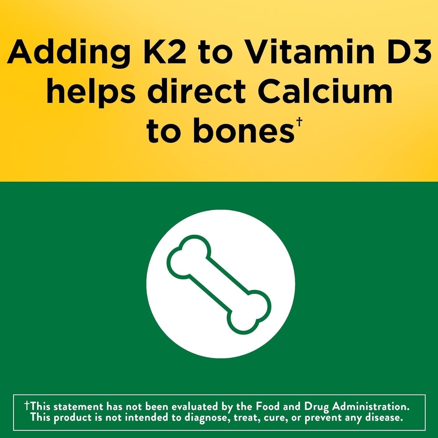 Nature Made Vitamin D3 K2 5000 IU Dietary Supplement 30 Softgels – Pack of 2