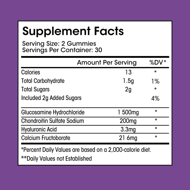 Glucosamine Chondroitin Gummies 60ct | 1500mg with Hyaluronic Acid Joint Support