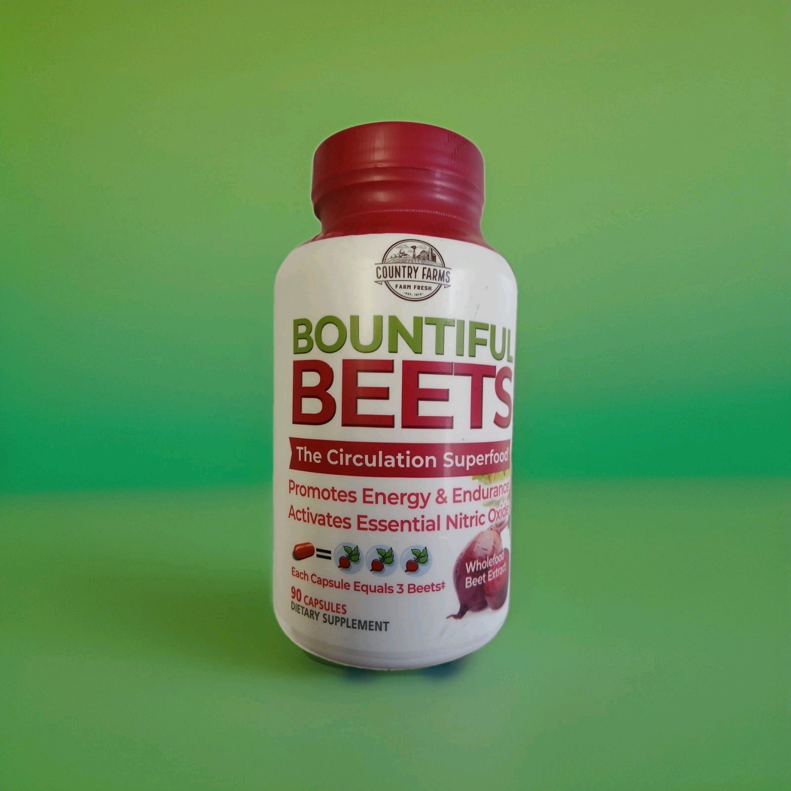Country Farms Bountiful Beets Root Capsules, Beet Extract – 90 Caps Exp. 09/2027