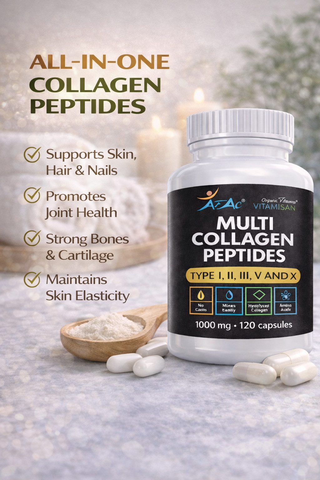 360 capsules Collagen Peptide skin nail colagen fort bones joint support 3