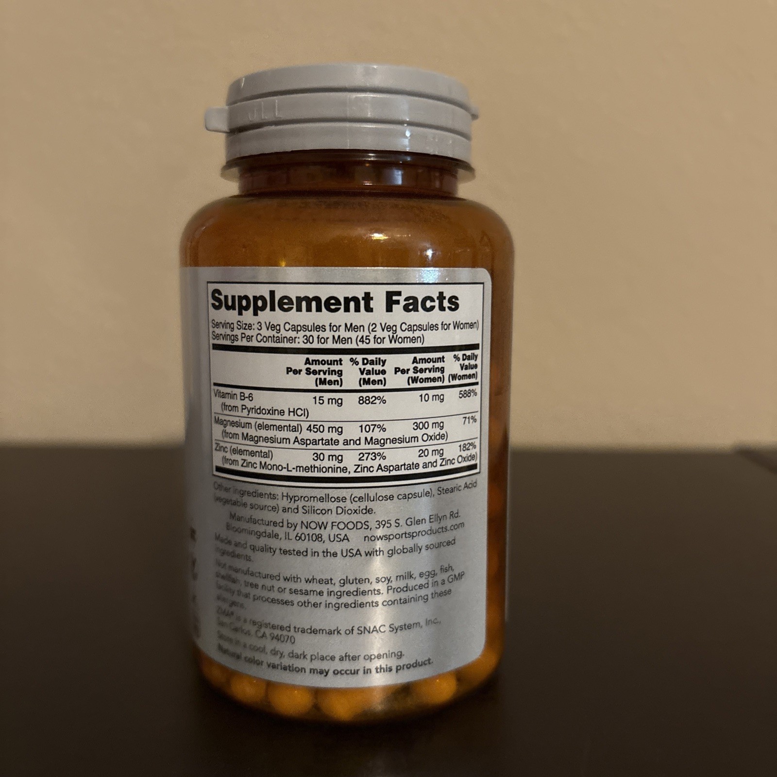 NOW Foods ZMA 90 Caps Zinc Magnesium Vitamin B6 Muscle Recovery & Sleep exp 5/29