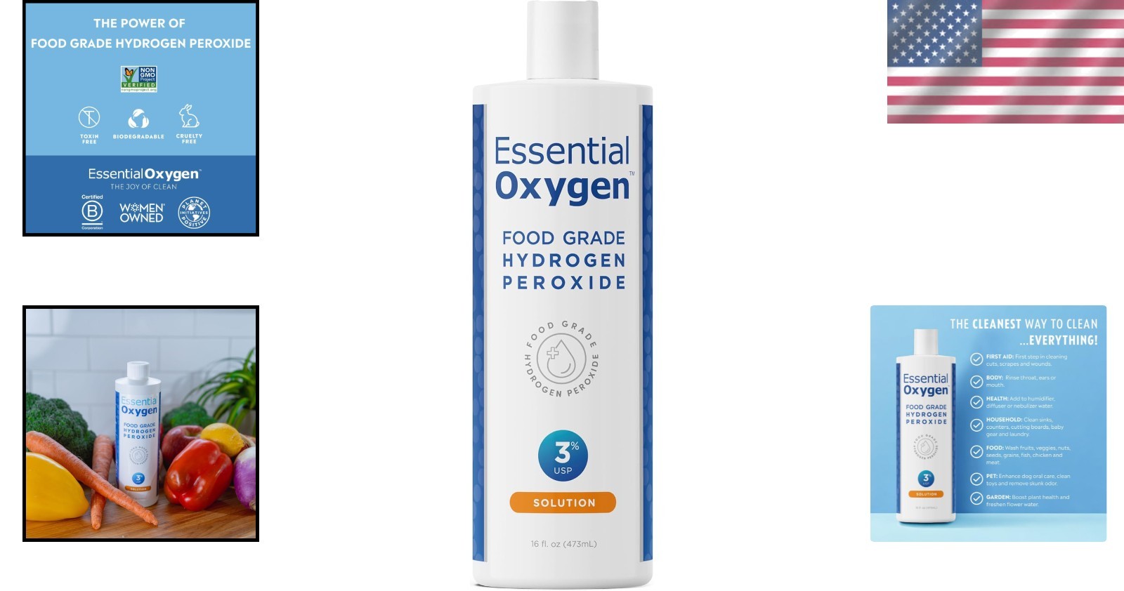 Gentle Yet Effective 3% Hydrogen Peroxide Cleaner – 16 oz Biodegradable Bottle