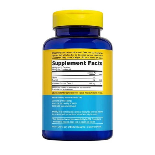 Monolaurin 90 VEG CAPS 990 mg by Nature’s Life