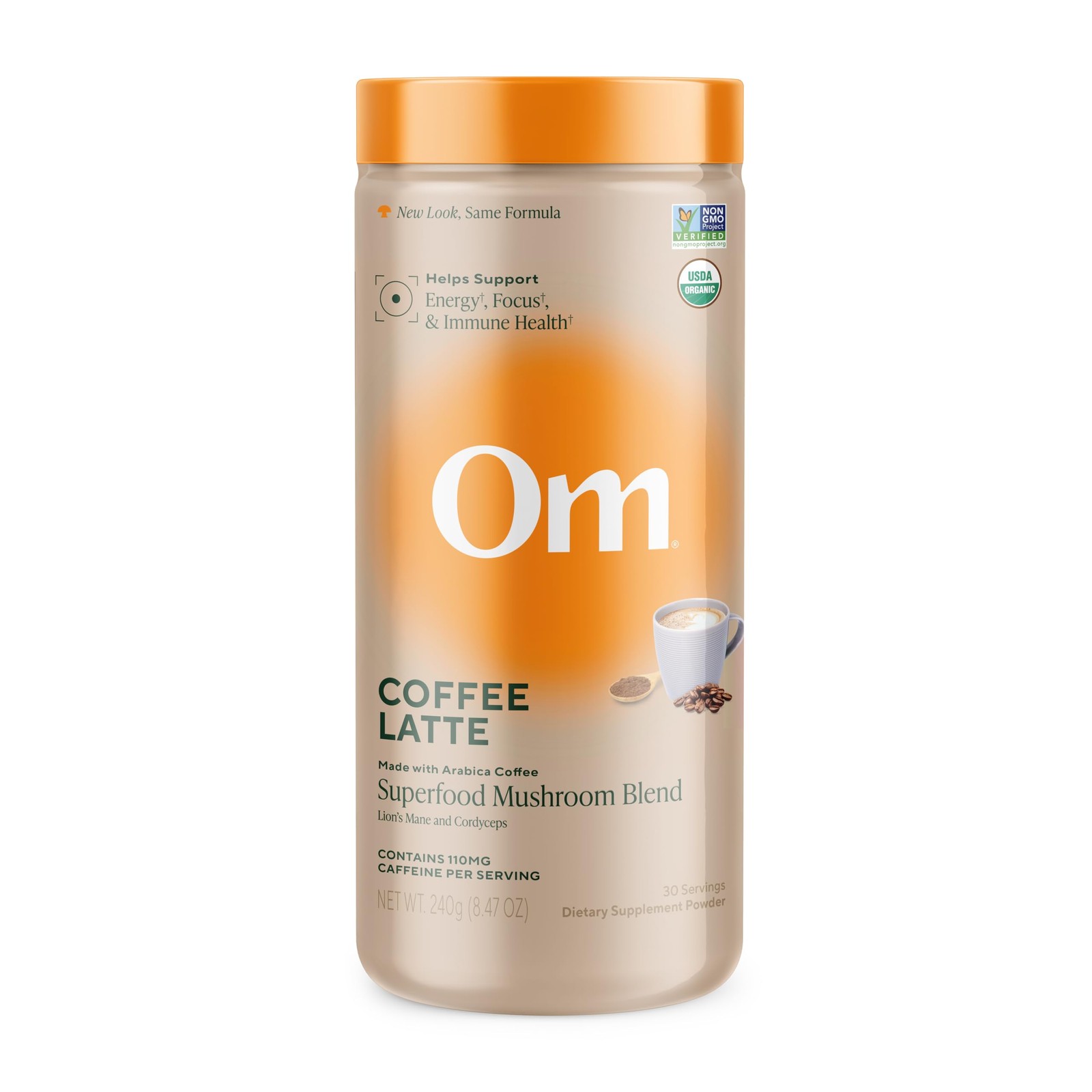 Om Mushroom Superfood Coffee Latte Blend Mushroom Powder, 8.47 Ounce Canister, 3