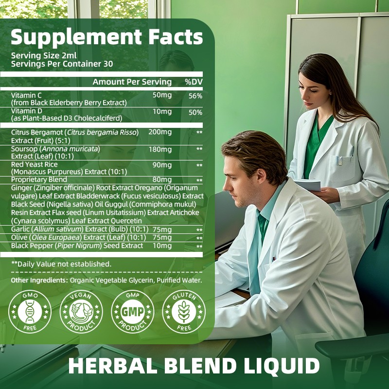 Organic Citrus Bergamot Bergamia Extract 1000 mg Liquid Drops 60ml×2 w/ Soursop