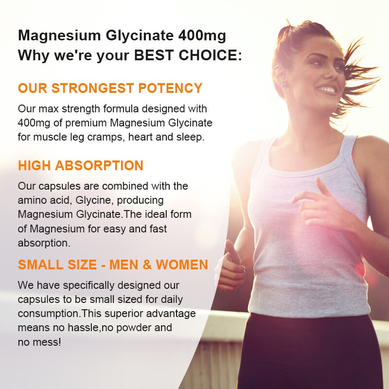 Magnesium Glycinate 400mg With Vitamin D3 Sleep Support, Stress & Anxiety Relief