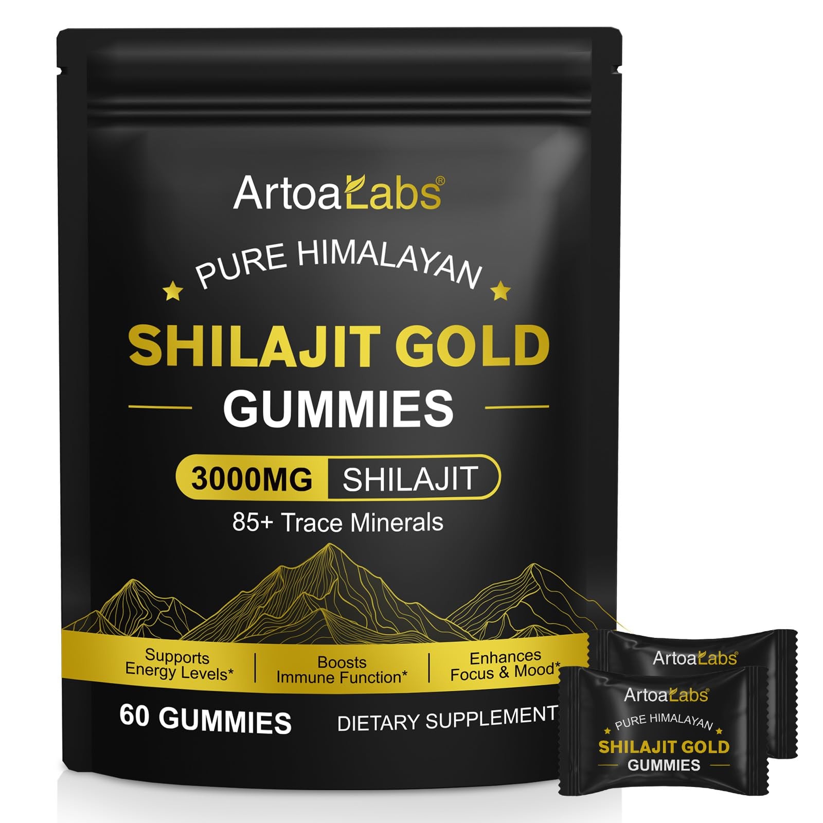 Shilajit Gummies for Men & Women, Pure Himalayan 1 Count (Pack of 60)