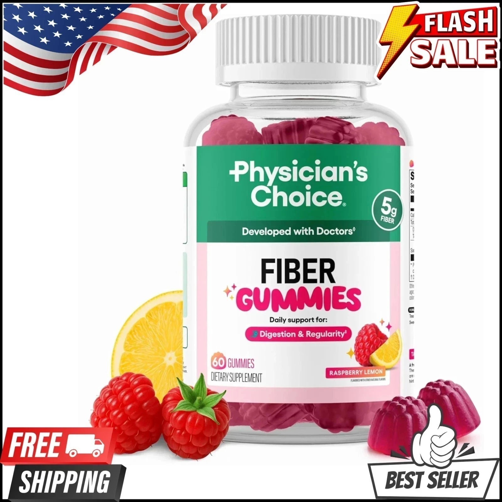 3 Fiber Physician’s Health Choice Digestive & Regularity Gummies: BOTTLES NEW