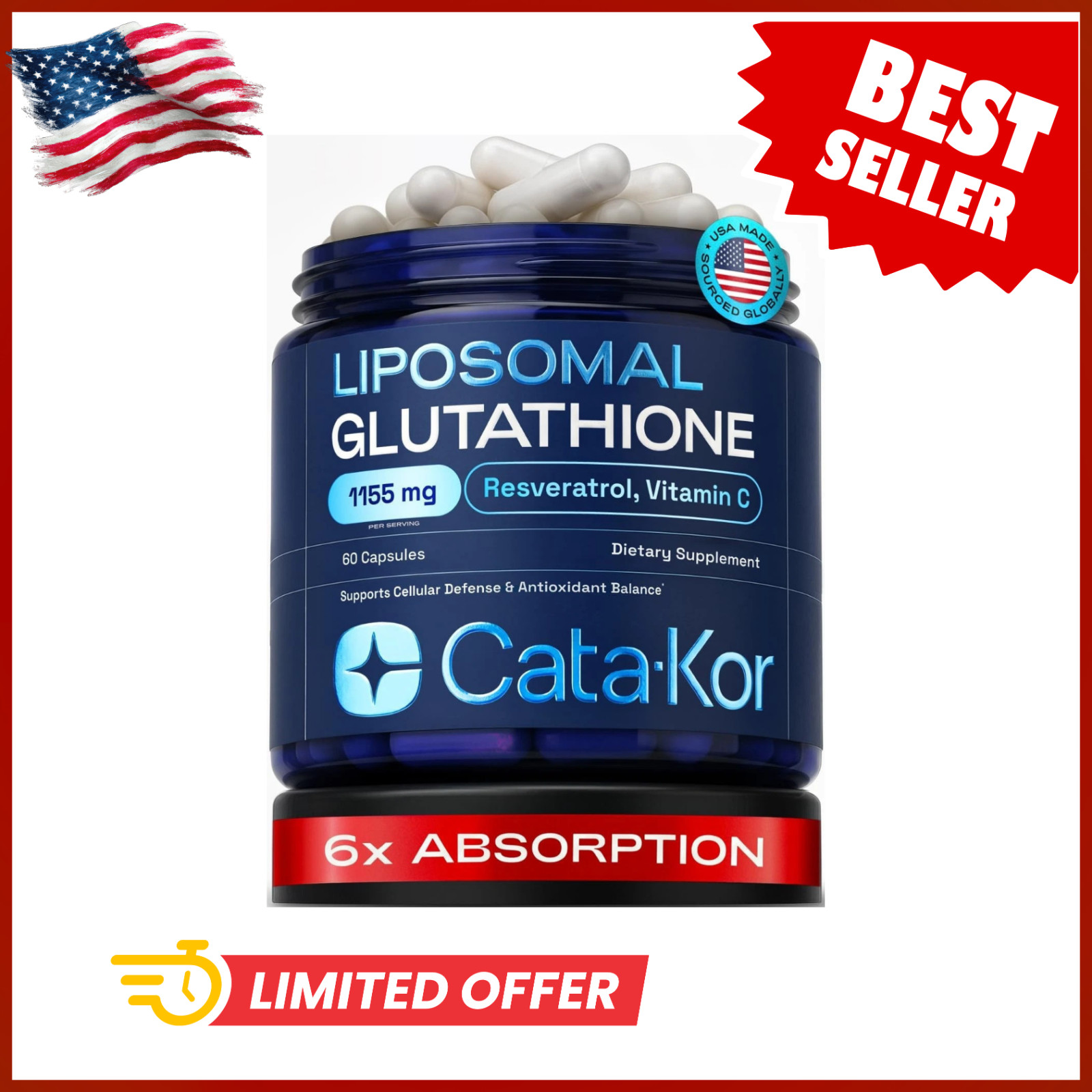 Liposomal Glutathione 1000Mg – Ultra High Absorption with Resveratrol, Vitamin C