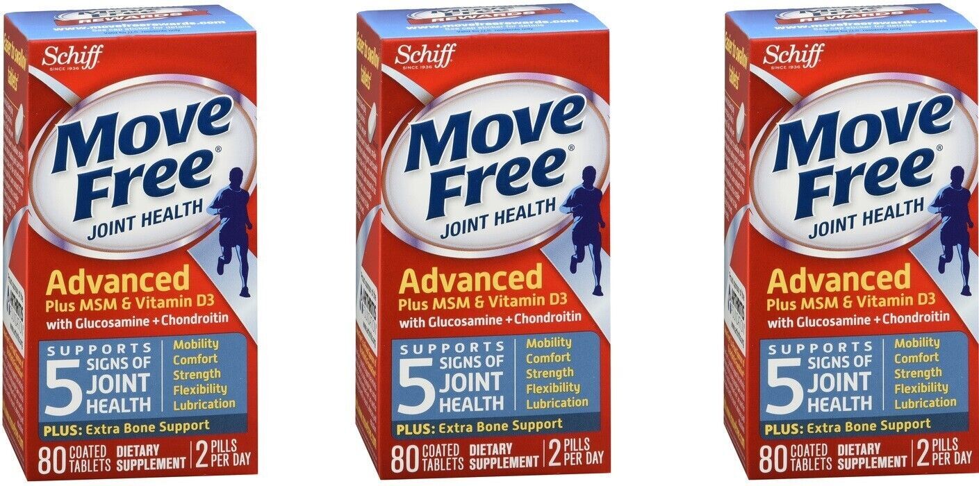 Move Free Advanced Joint Health with MSM Vitamin D Tablets 80ct (3 Pack)