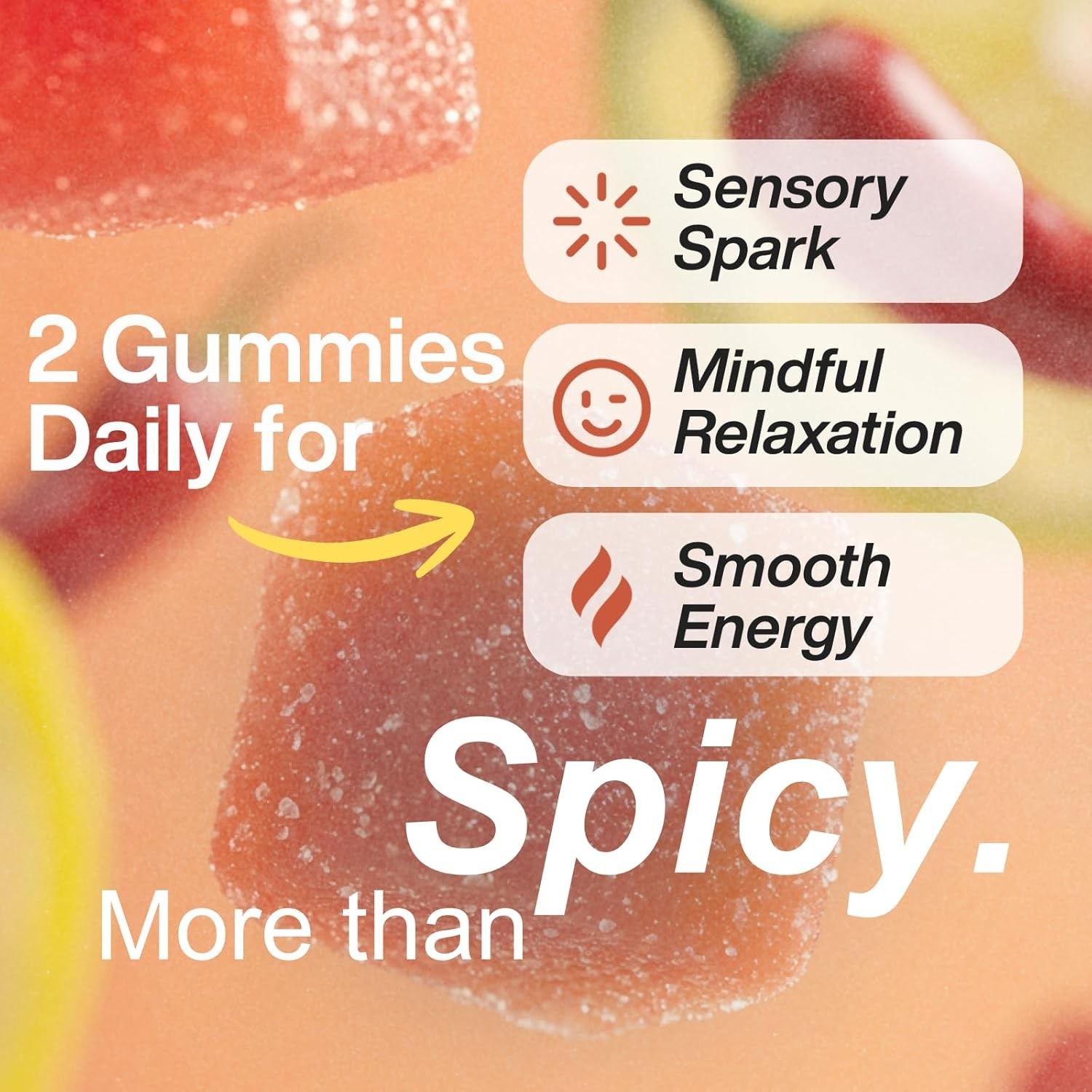 Spicy Gummies Ashwagandha L-Theanine & Caffeine Energy, Calm & Mood Support