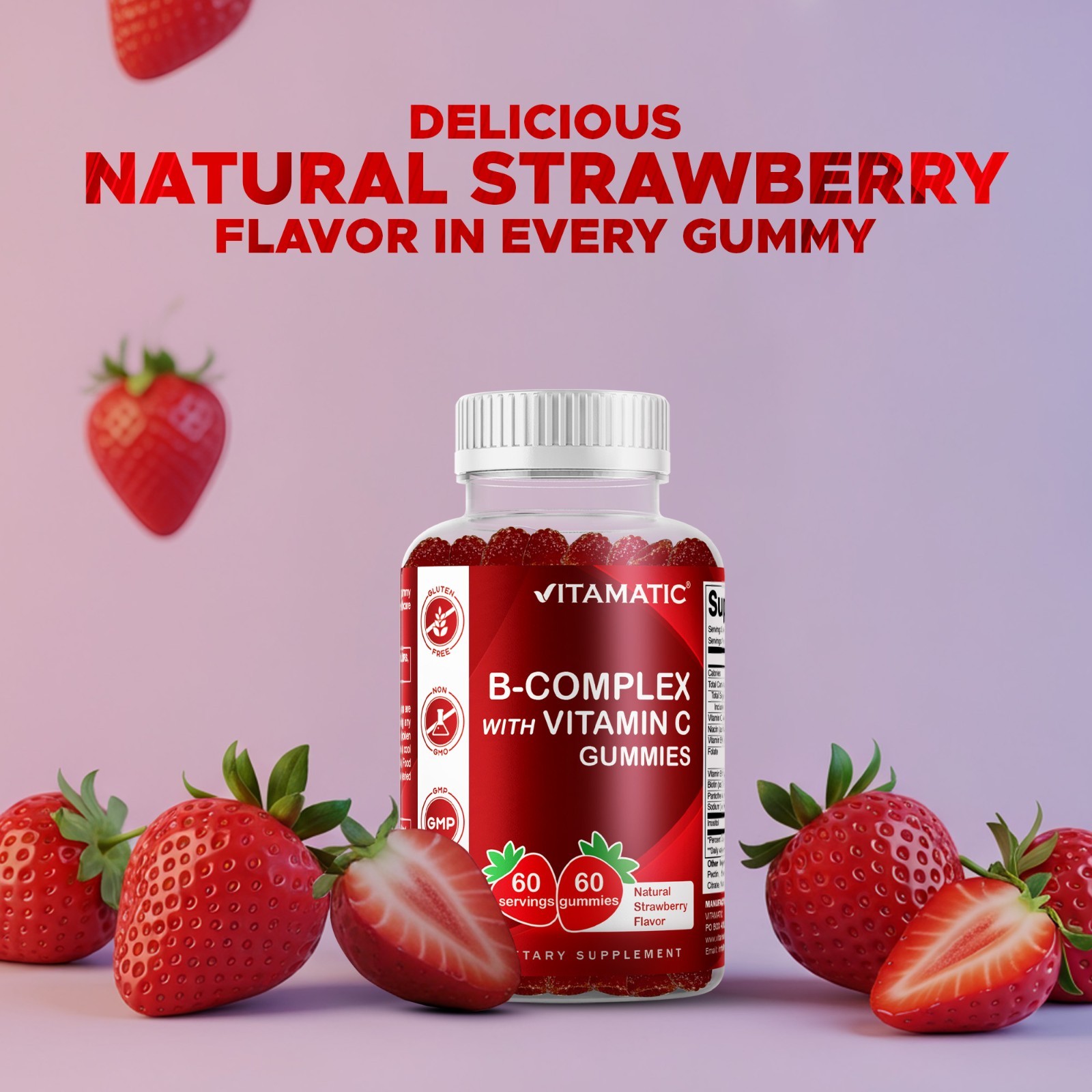 Vitamatic Vitamin B Complex Gummies with Vitamin C & Inositol – 60 Gummies