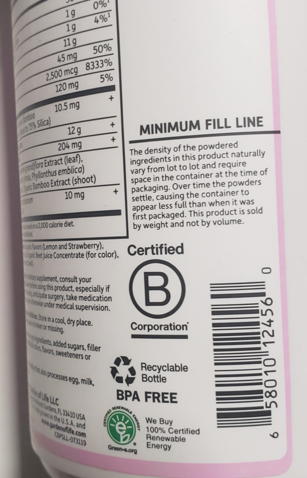 Garden of Life – COLLAGEN BEAUTY – Hair Skin Nails – Strawberry Lemonade 9/2027