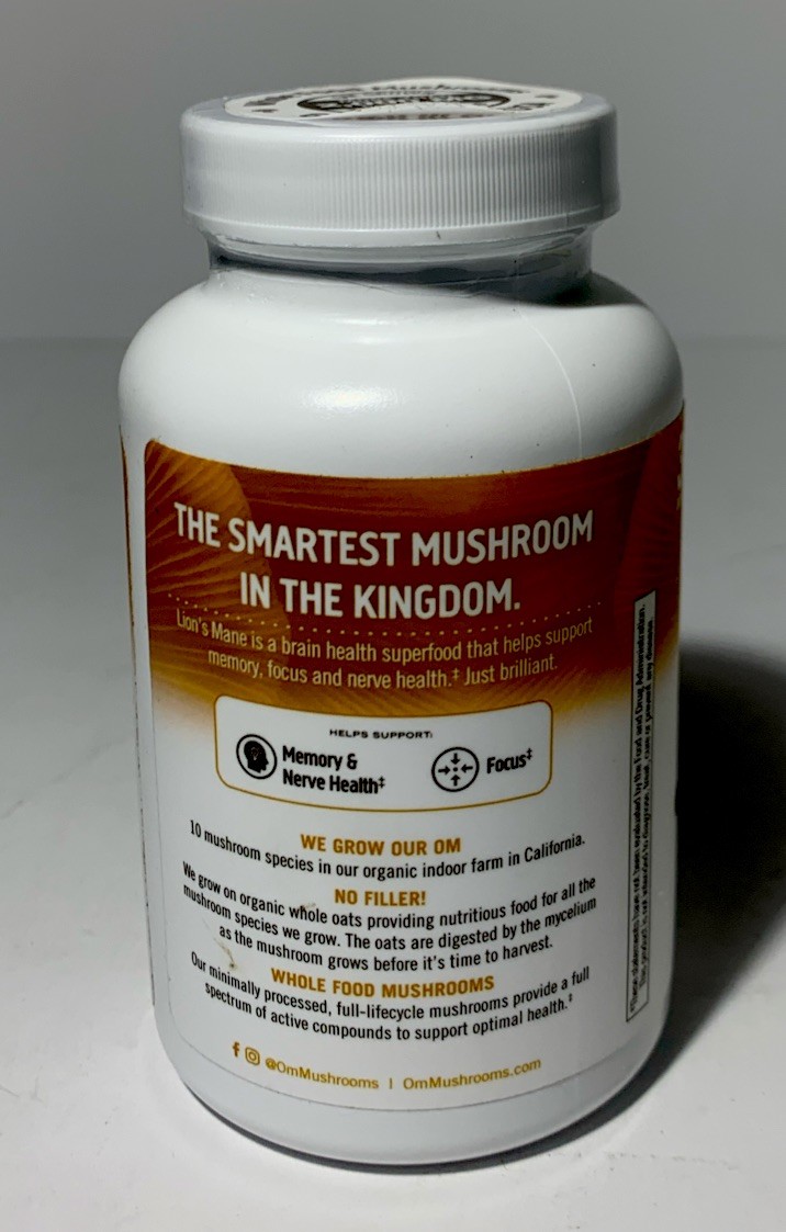 Om Mushroom Superfood Lion’s Mane Mushroom Capsules Supplement NEW SEALED