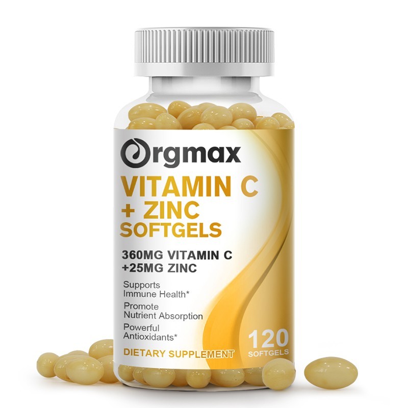 Vitamin C & Zinc Complex 1000mg – Immune Support,Skin Health – 120 Softgel Vegan