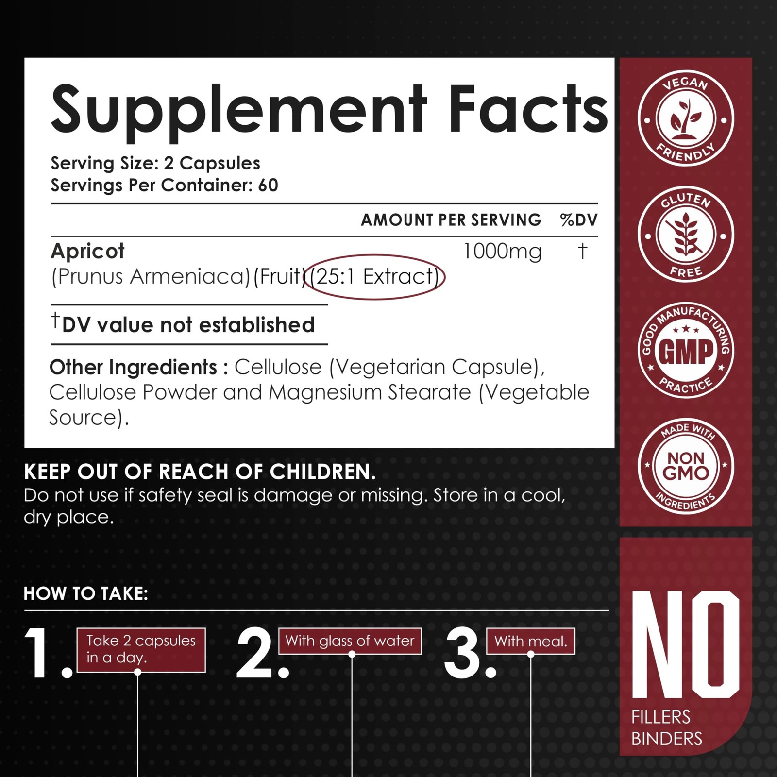 AMALTH Apricot Extract Supplement Capsules (25:1) 120 Capsules 500m… Fast Ship