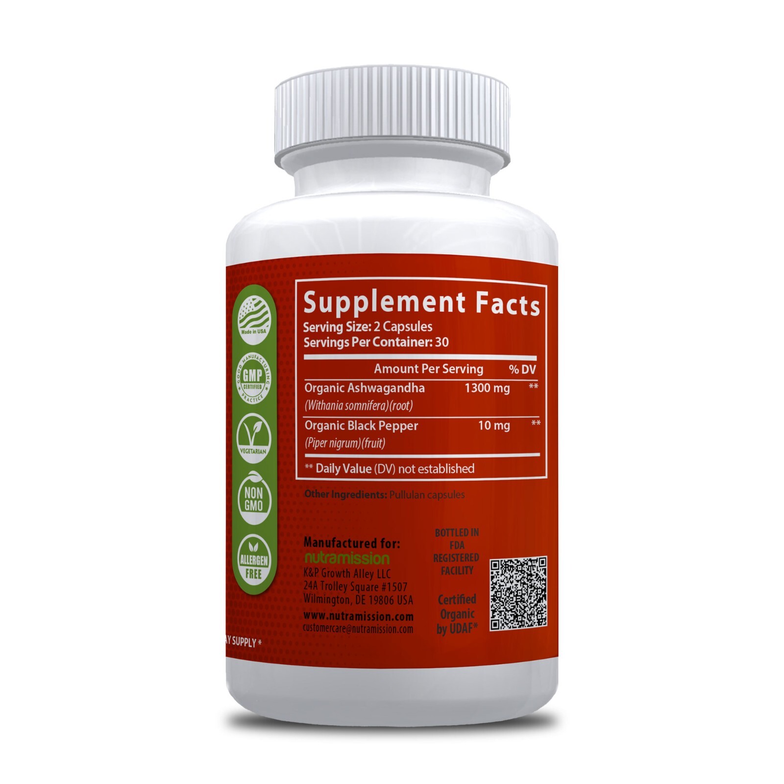 Ashwagandha Capsules 1300mg with Black Pepper-120ct