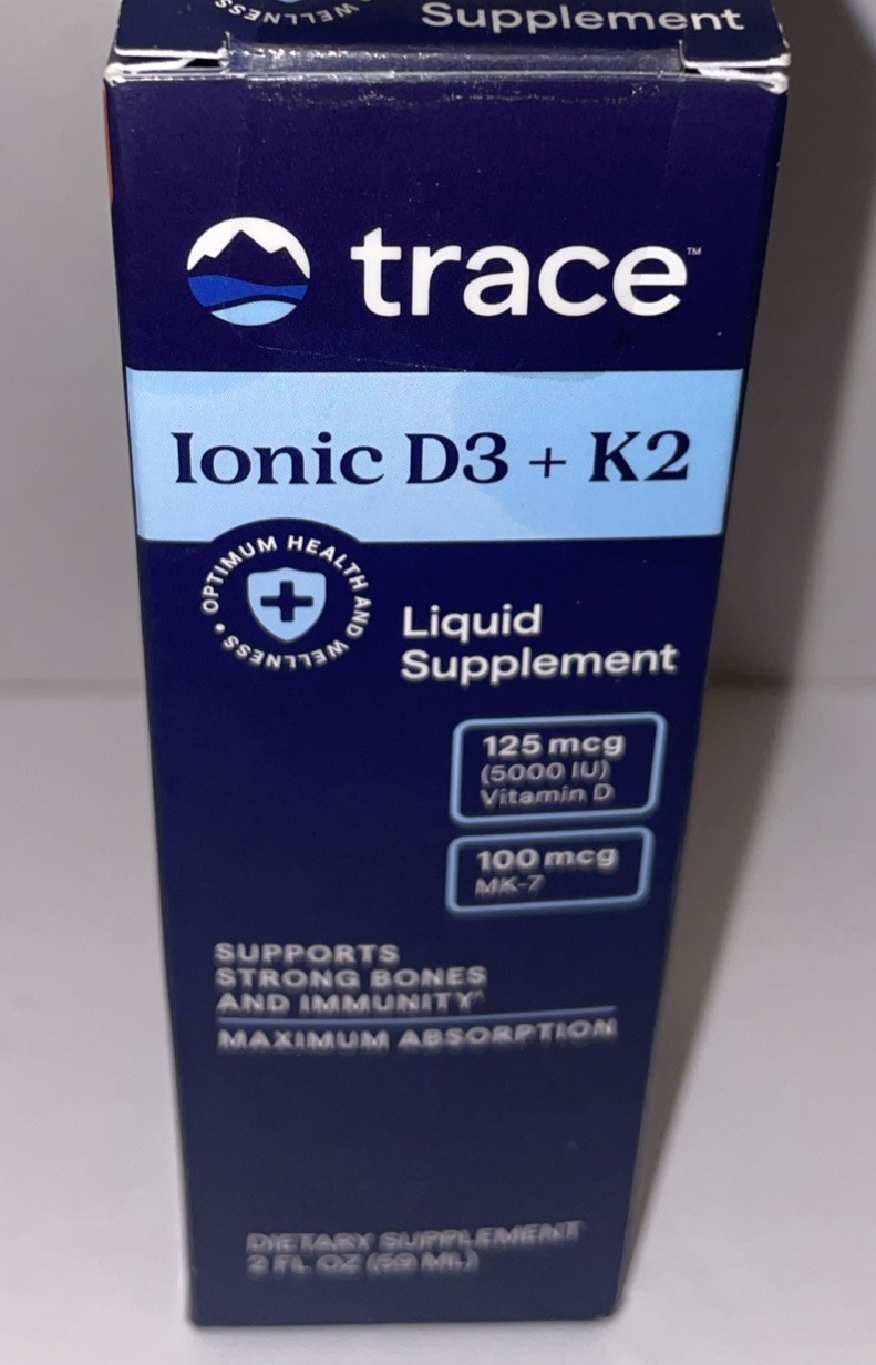 Trace Ionic D3 K2 Liquid Supplement 125 Mcg Supports & Bones And Immunity 2 OZ