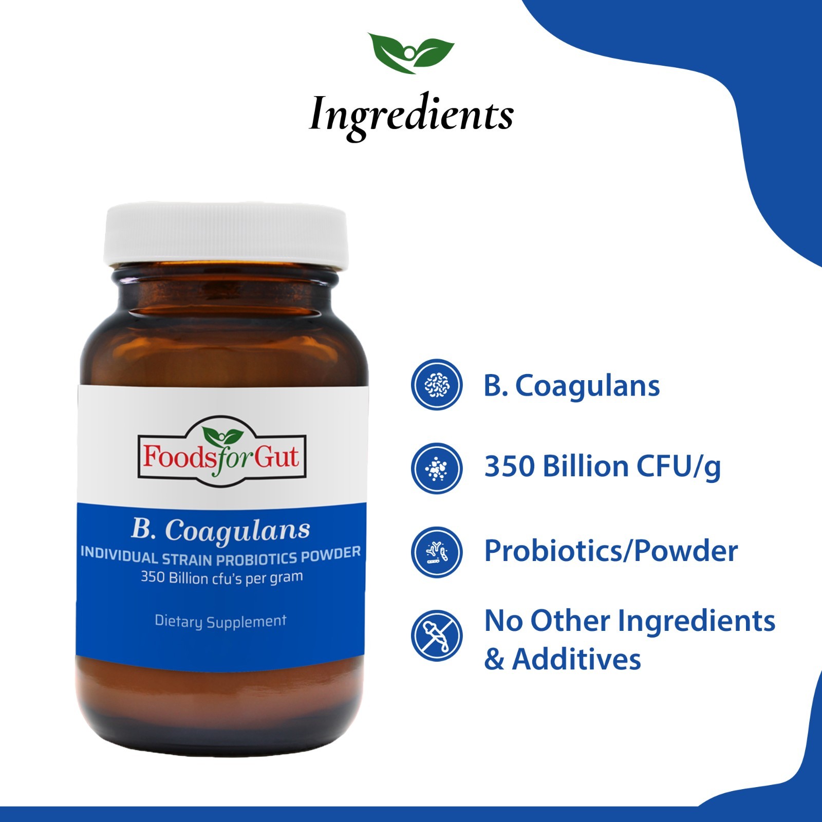 Bacillus Coagulans Probiotic Powder 350B CFU | Bottled in USA | No Additives