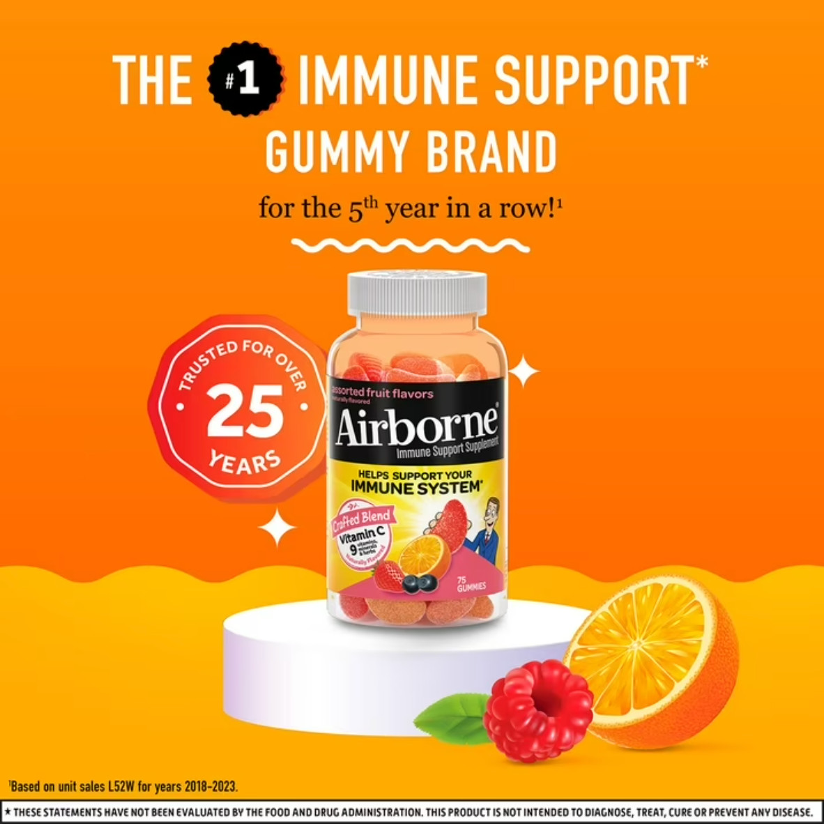 Airborne Gummies Immune Support Vitamin C Supplement 75 Ct Fruit Flavors