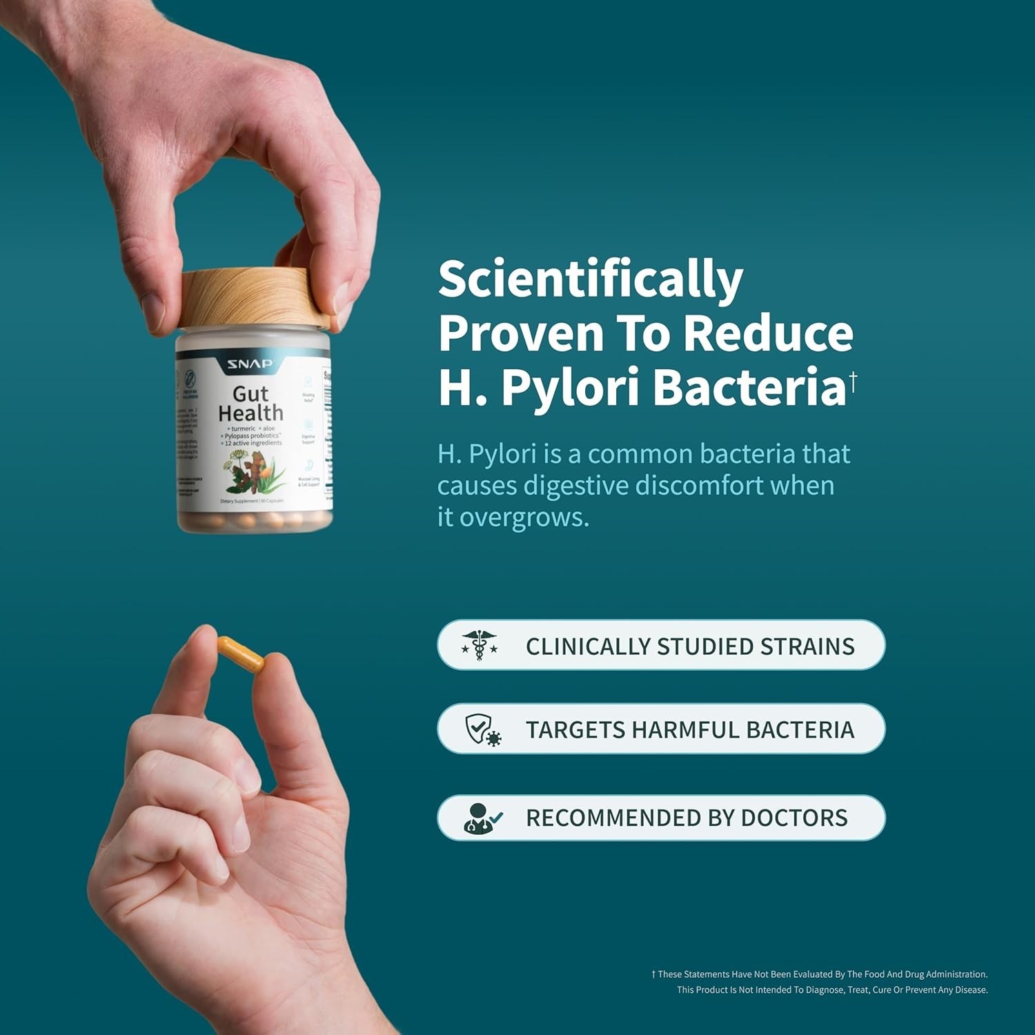 Snap Gut Health Capsules Turmeric Aloe Pylopass Probiotics 15 Active Ingredients