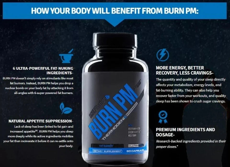 BURN PM Sculptnation Natural Enhance Fat Burner weight Loss Thermogenic Pack 5