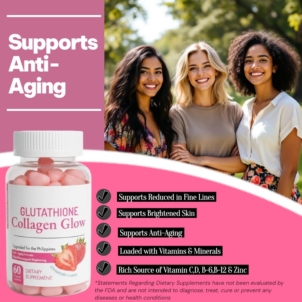Glutathione Collagen Glow w/ Biotin – Strawberry Flavor, 60 Chewable Gummies