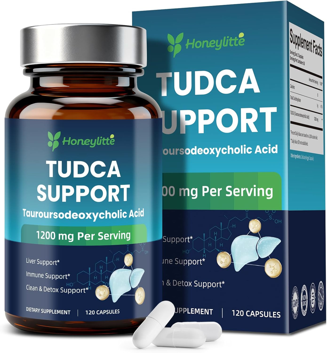 TUDCA 1200Mg – Pure Tauroursodeoxycholic Acid Supplement, 120 Vegan Capsules Eas