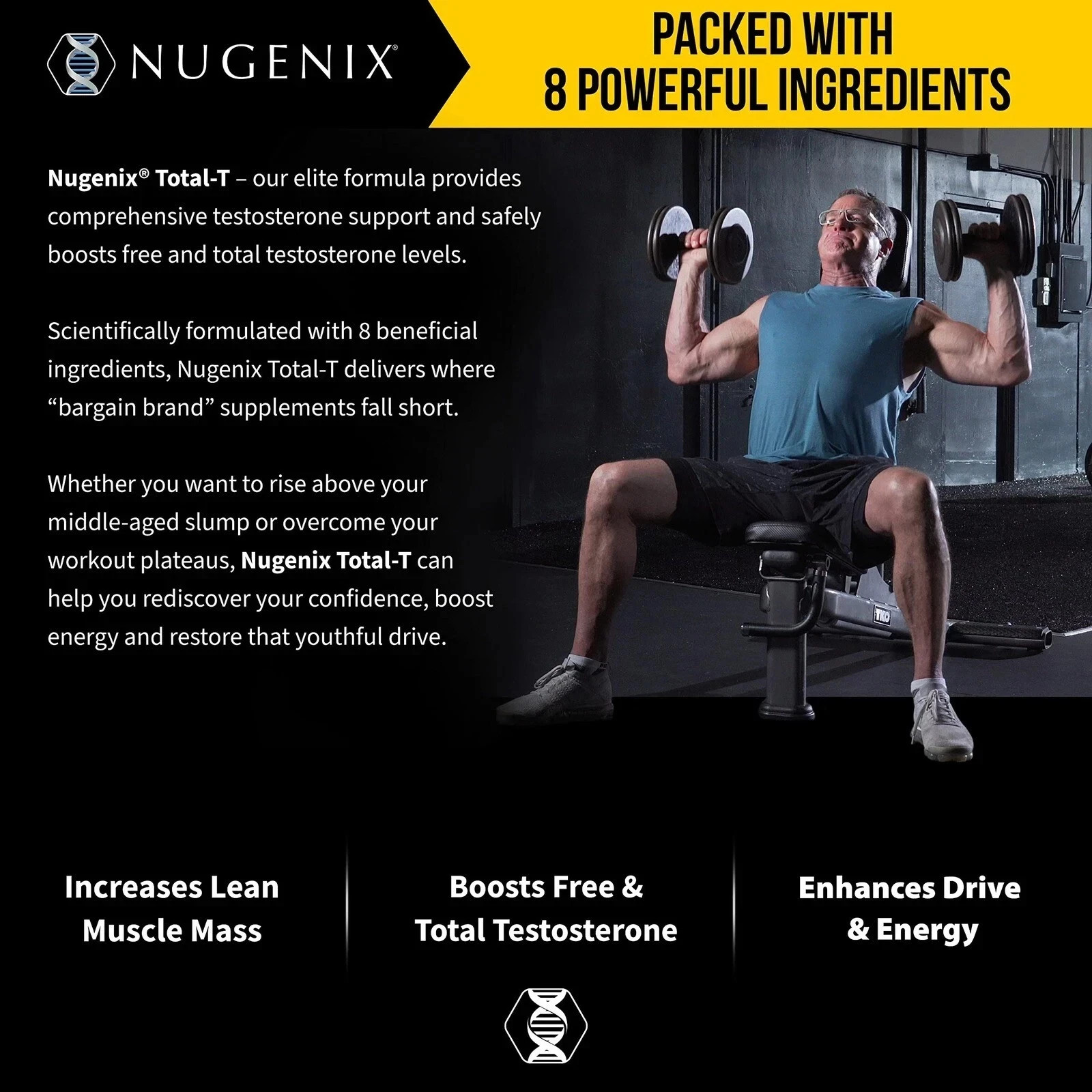 Nugenix Total-T Free And Total Testosterone Booster Supplement 90 Capsules