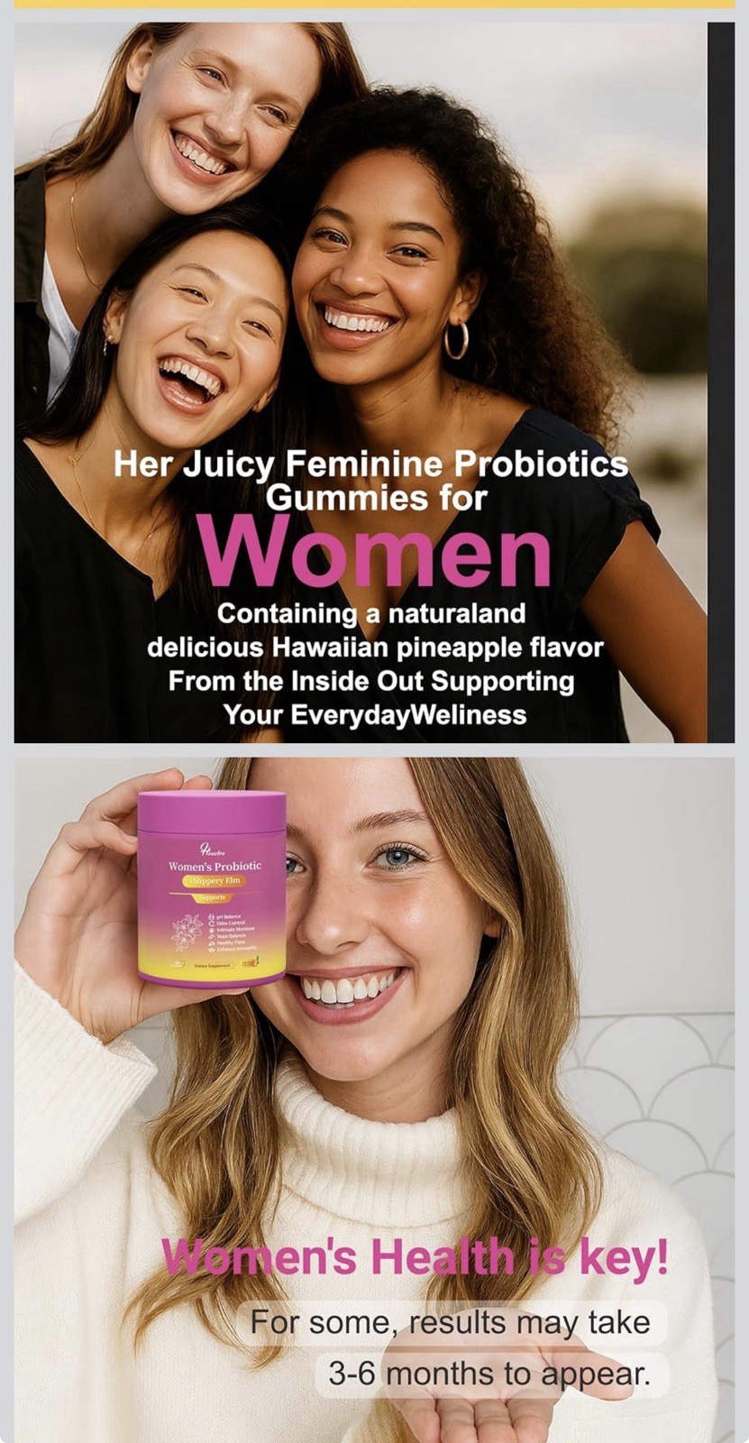 Her Juicy Women’s Probiotic Gummies: ph Balance for Women, 60 Count. Pineapple