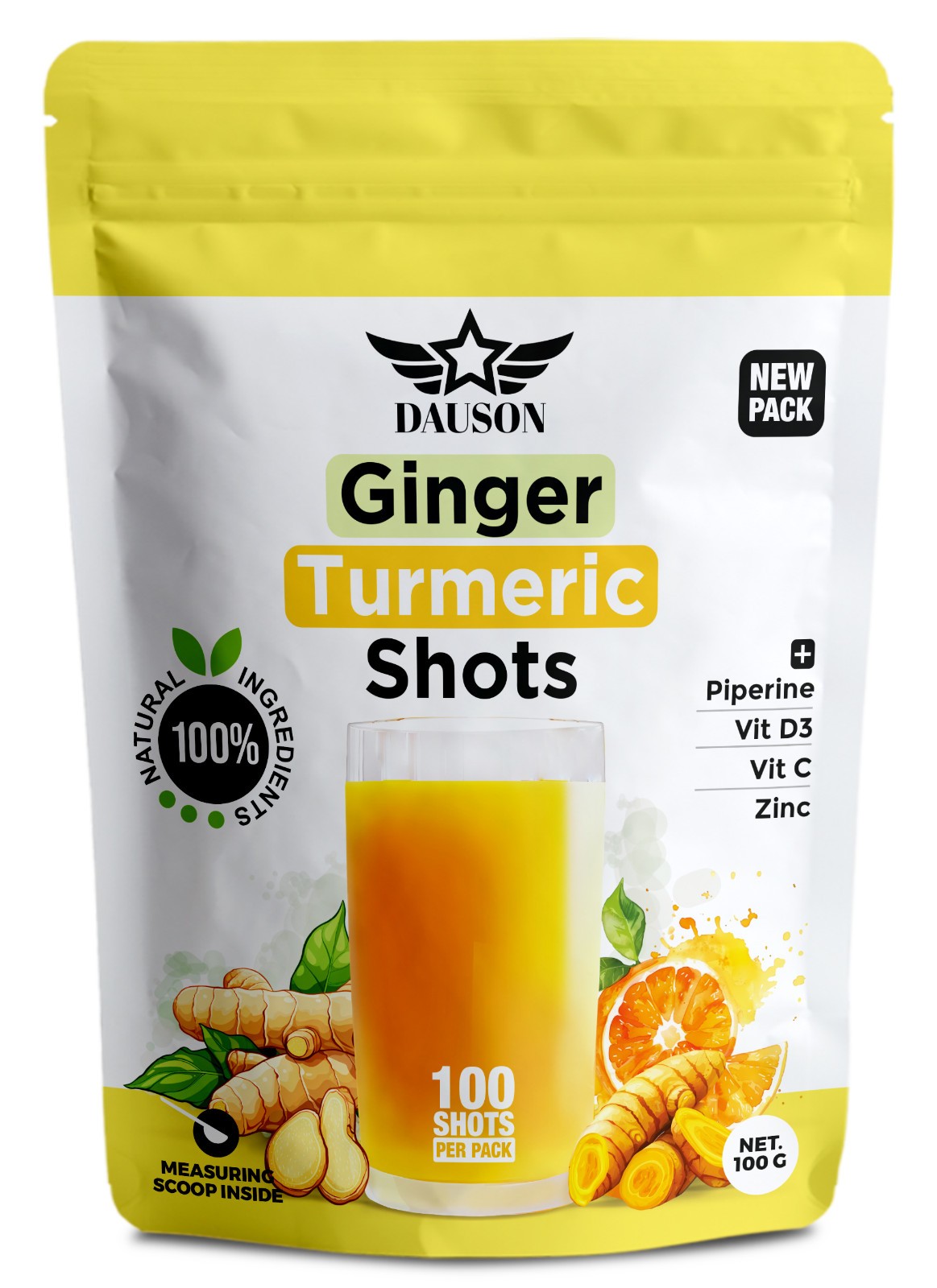 Ginger Turmeric Supplements with Piperine, Vitamin C, Vitamin D3 & Zinc