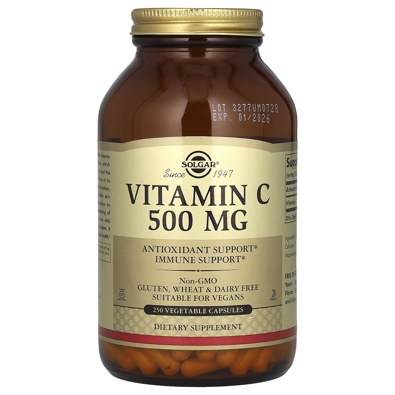 Vitamin C, 500 mg, 250 Vegetable Capsules
