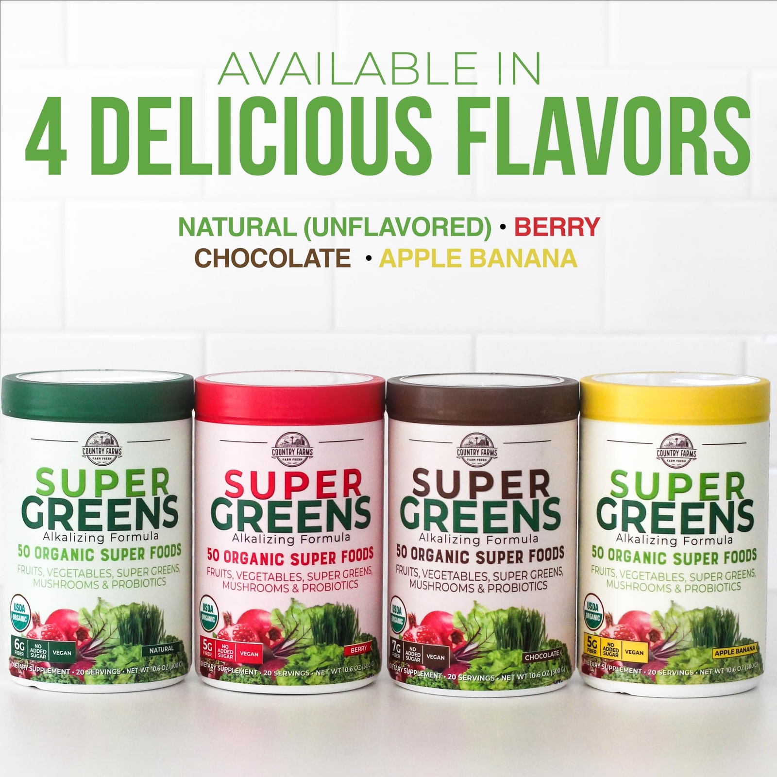 Country Farms Super Greens Organic Drink Mix 50 Superfoods 10.6 Ounce