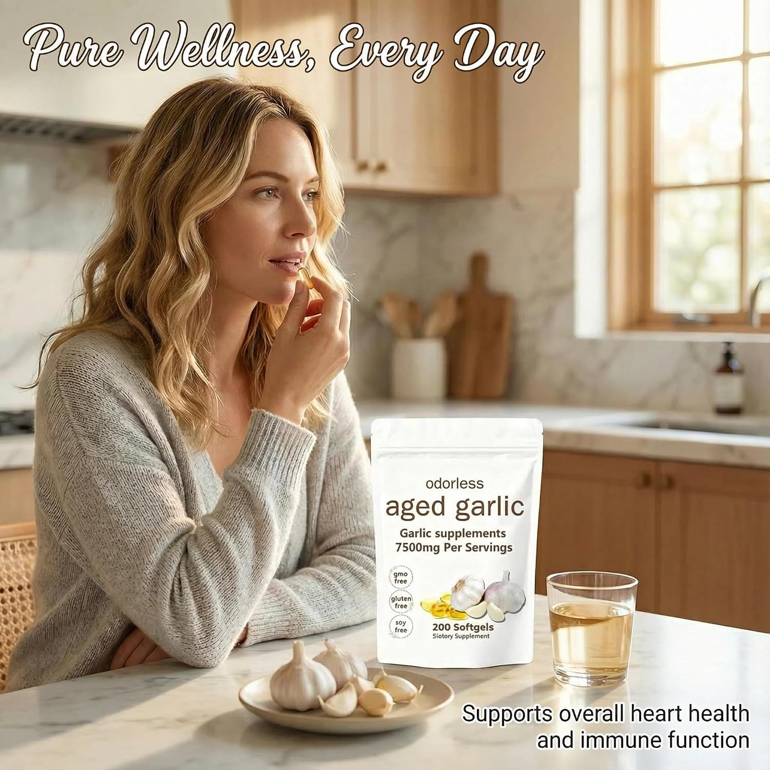 Nuvapure Aged Garlic Extract Odorless –200 Softgels | Organic, Non-Gmo, Gluten-F