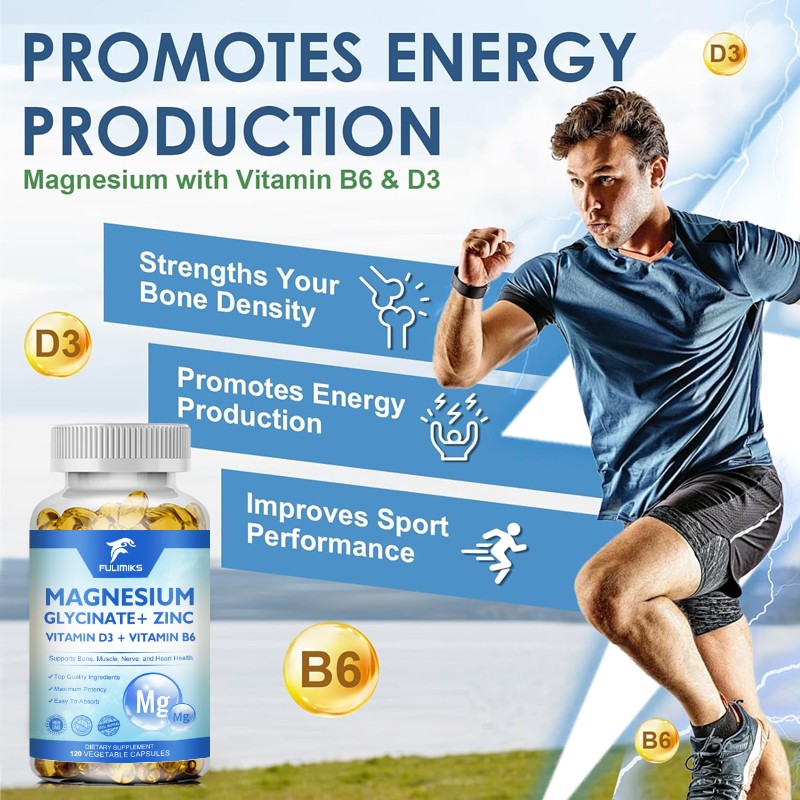Magnesium Glycinate + Zinc Supplement, For Sleep, Bone Joint, Brain, Immune