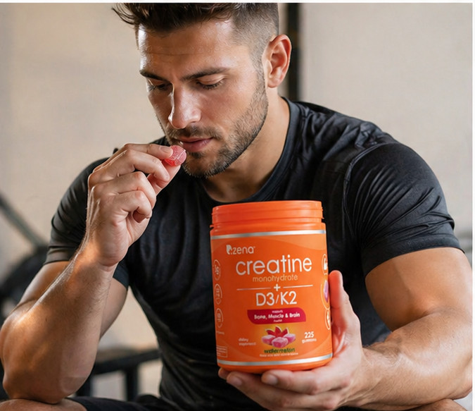Zena Creatine Monohydrate Gummies with D3/K2, 225 Count, 5g Micronized Creatine
