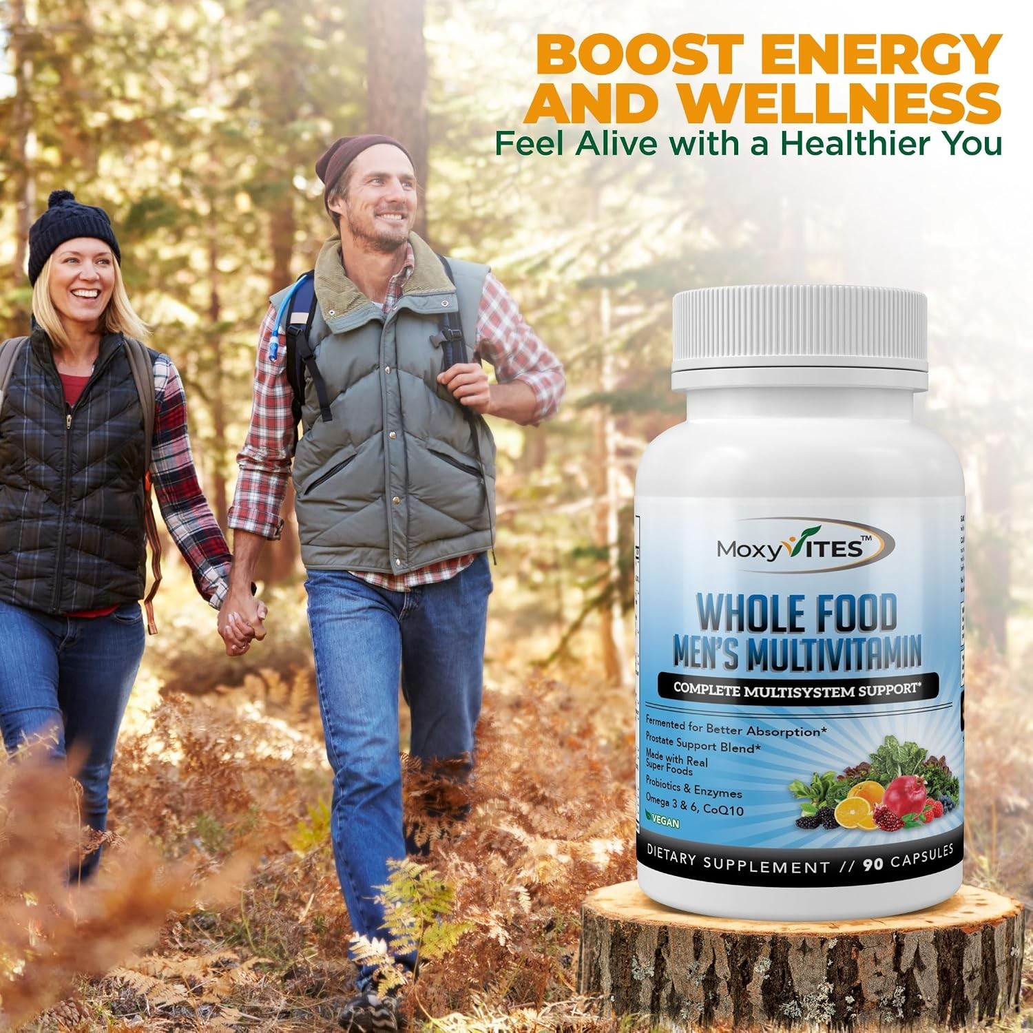 Mens Multivitamins Daily Energy Iron 44 Organic Whole Food Supplements