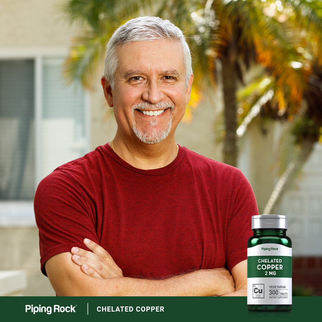 Chelated Copper 2 mg | 300 Tablets | Non-GMO, Gluten Free | By Piping Rock