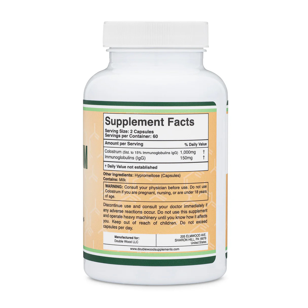 Colostrum Capsules 10000mg, 120 Capsules – Gluten Free, Non-GMO, Double Wood