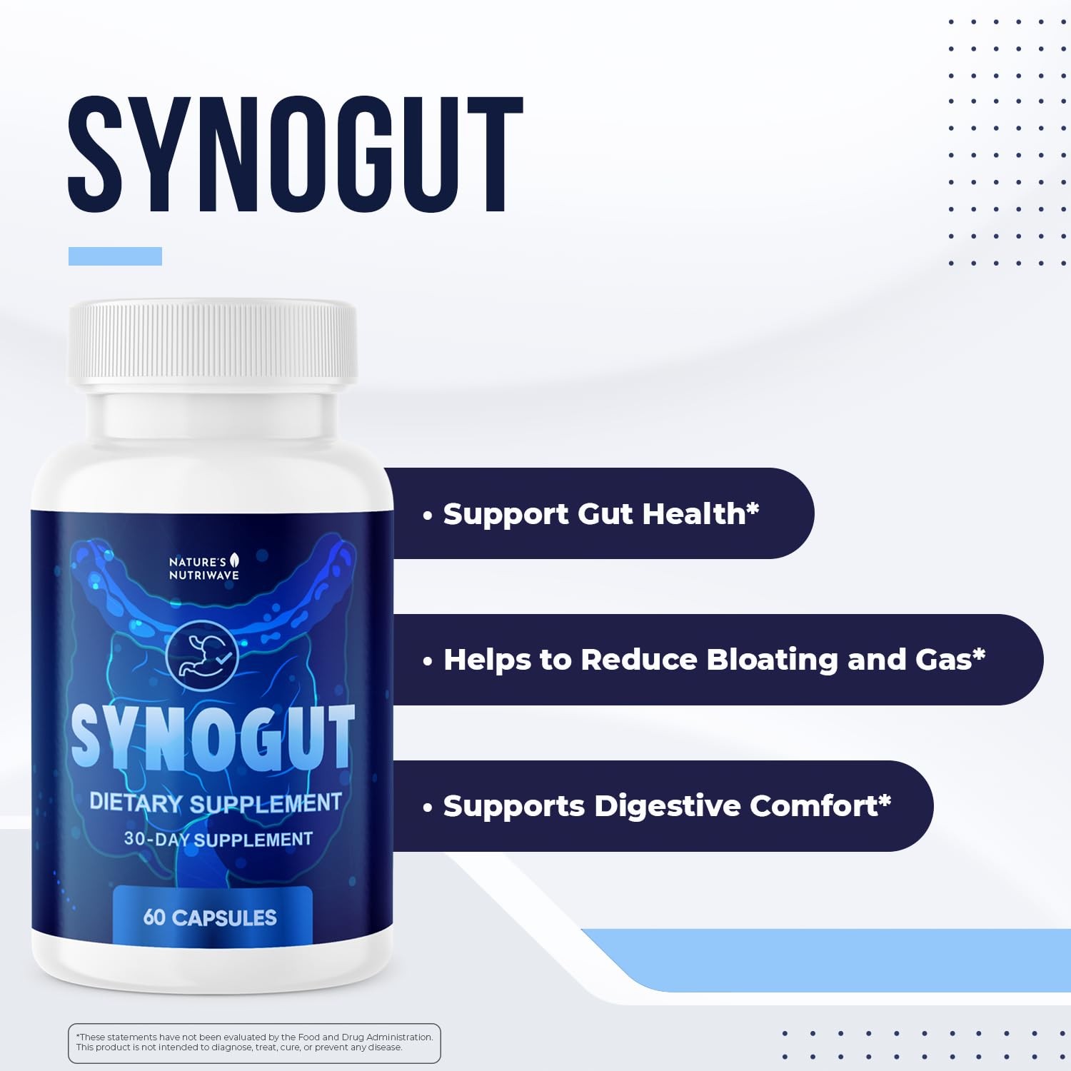Nature’s NutriWave Synogut Fiber Botanical Supplement Psyllium Aloe 60 Capsules