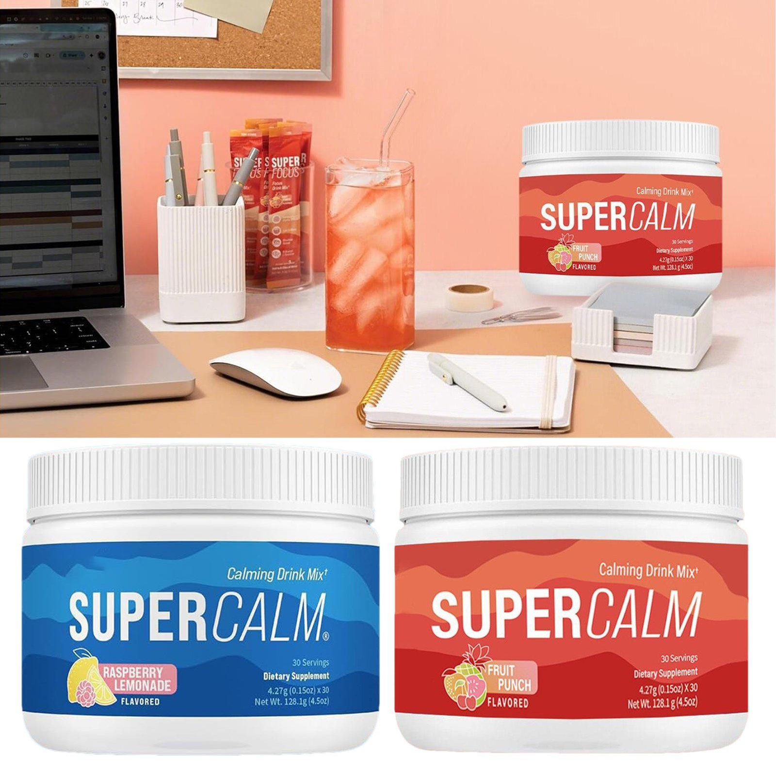 30 Servings Raspberry Lemonade Super Blend Drink Mix, Daily Dietary Supplement