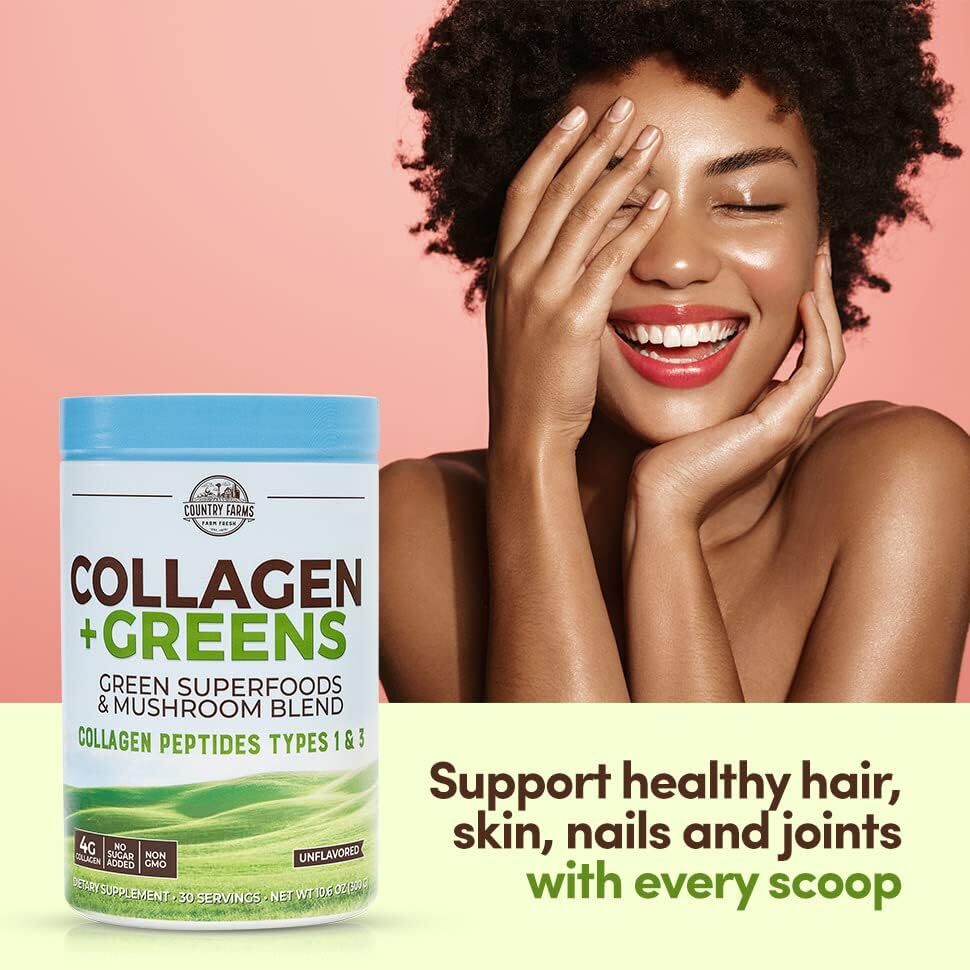 Country Farms Collagen Greens 30 Servings With 23 Organic Superfoods