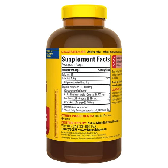 Nature Made Flaxseed Oil 1400 mg, 300 Softgels NEW