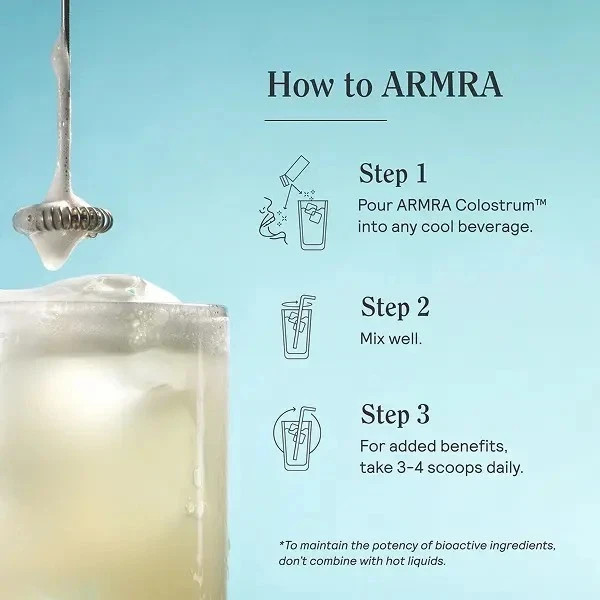 3-pieces ARMRA Colostrum Unflavored Jar Grass-Fed Immune Fitness Brain Benefits