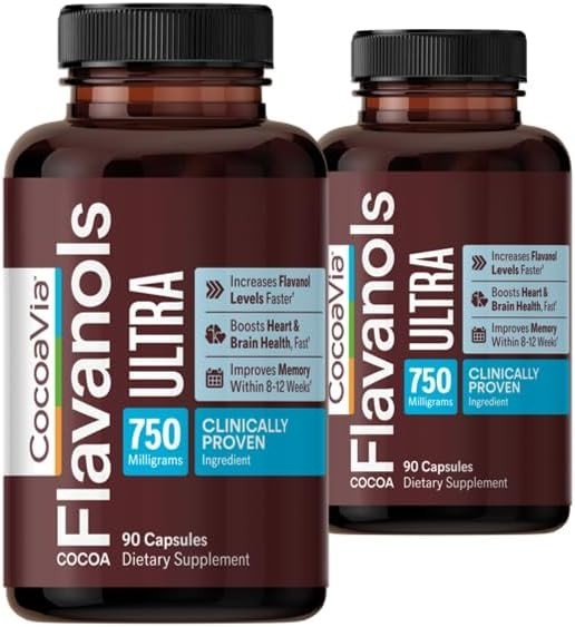 CocoaVia Ultra 750mg Cocoa Flavanols Heart Brain Support 180 Capsules