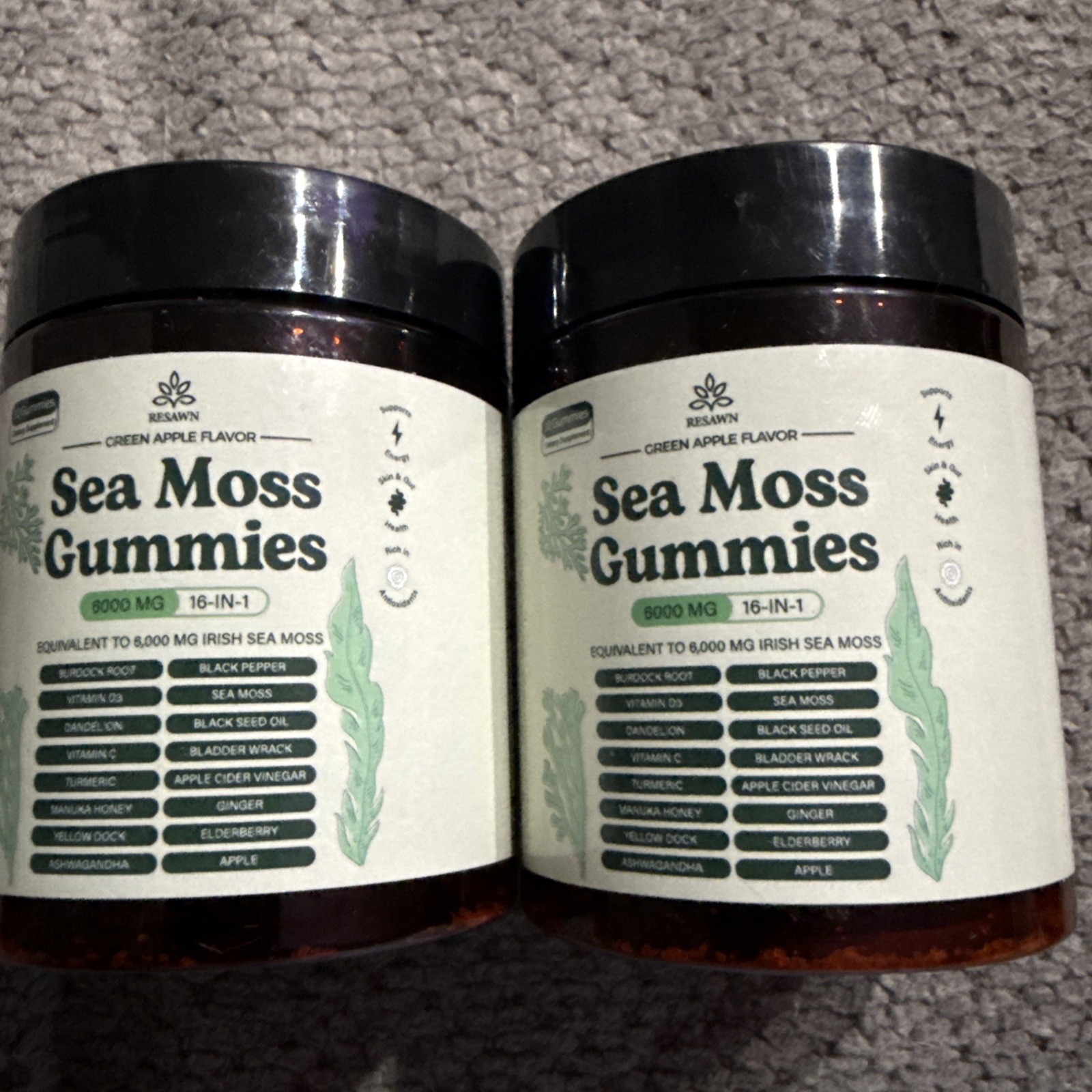 Natural Rems Sea Moss Gummies 16-in-1 – Ashwagandha Black Seed Oil Bladder Wrack