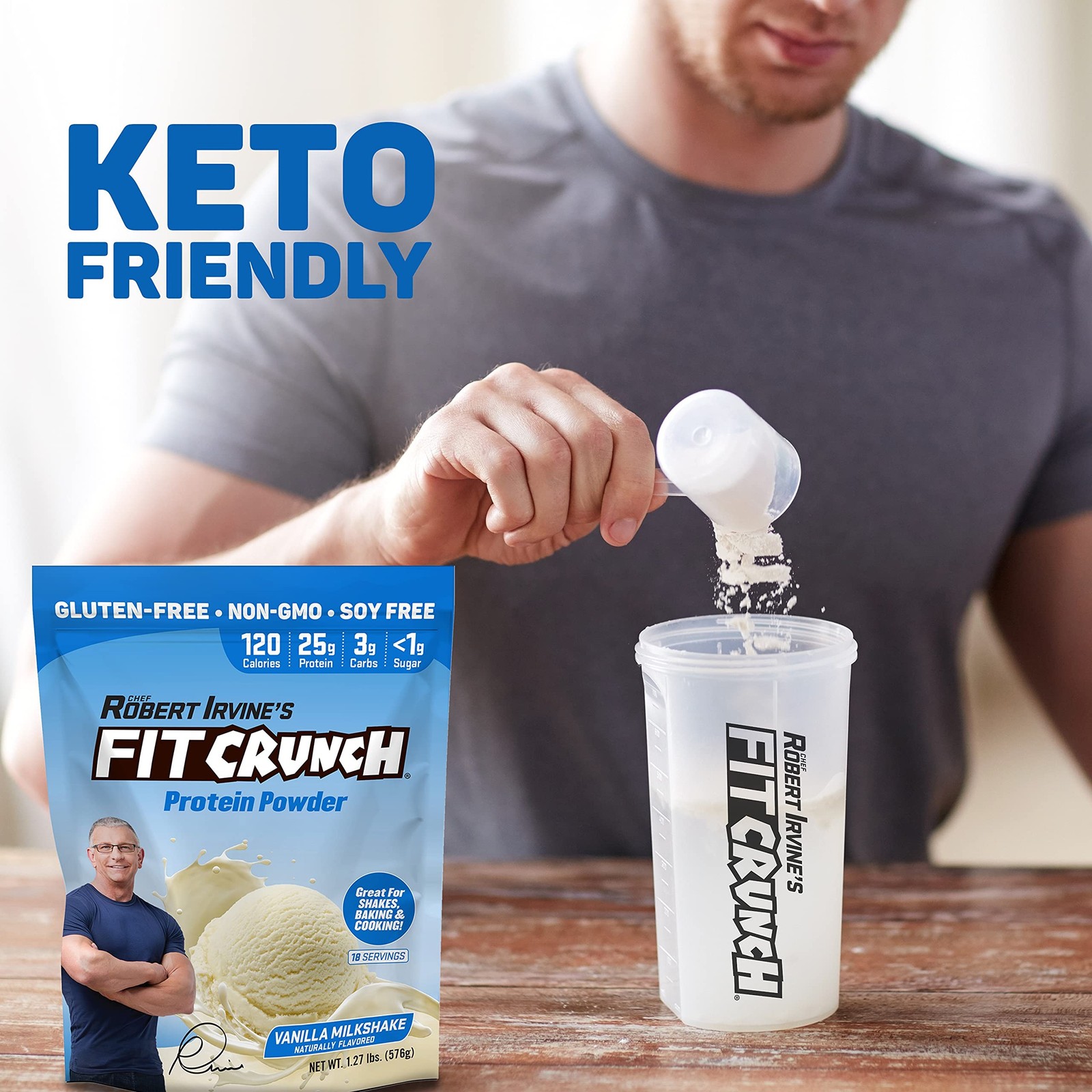 Fit Crunch Tri-Blend Whey Protein, Keto Friendly, Low Calories, High Protein,…